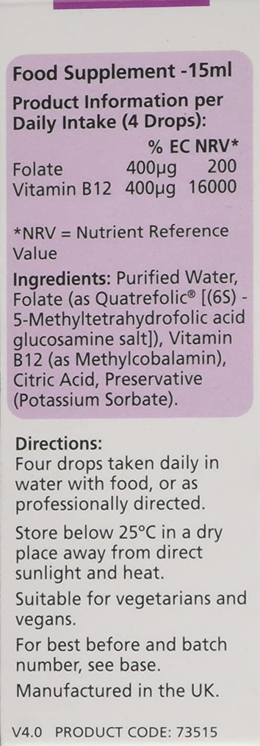 BioCare Nutrisorb Methyl FolGuard - High Potency Liquid Folate & Vitamin B12 - for Energy Pregnancy and Immune Support - 15ml - Image 2