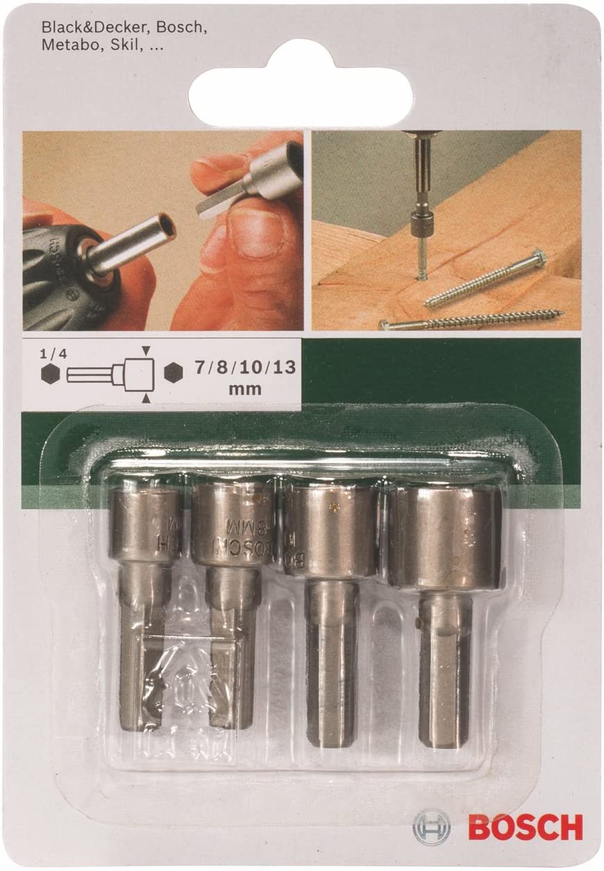 Bosch 2609255904 Socket Spanner Set including Hex Shank Arbor (4 Pieces), Black, Variety Pack - Image 2