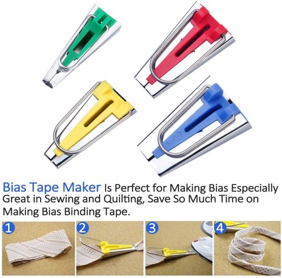 Bias Tape Maker, Bias Binding Maker Set with 4 Sizes (6mm/12mm/18mm/25mm) for Sewing and Quilting Bias Tape, Fabric Bias Tape Maker Tool Sewing Machine Accessories for DIY Patchwork, Arts and Crafts - Image 3