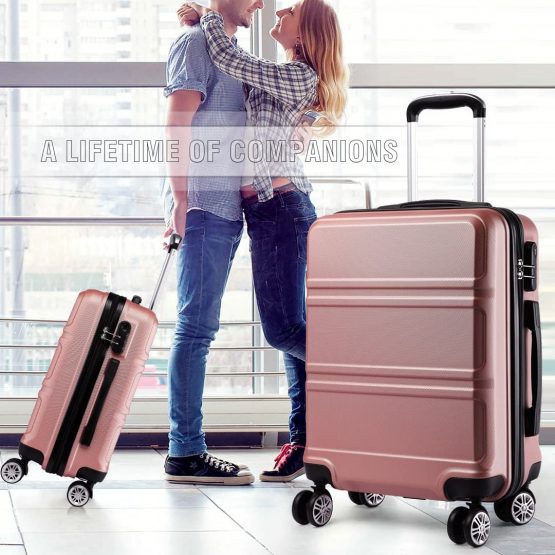 Kono Fashion Hand Luggage Lightweight ABS Hard Shell Trolley Travel Suitcase with 4 Wheels Cabin Carry-on Suitcases (20", Nude) - Image 3
