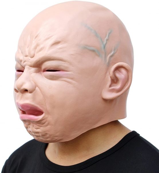 CreepyParty Crying Baby Face Mask Human Realistic Latex Full Head Masks for Halloween Costume Party Carnival Cosplay - Image 2