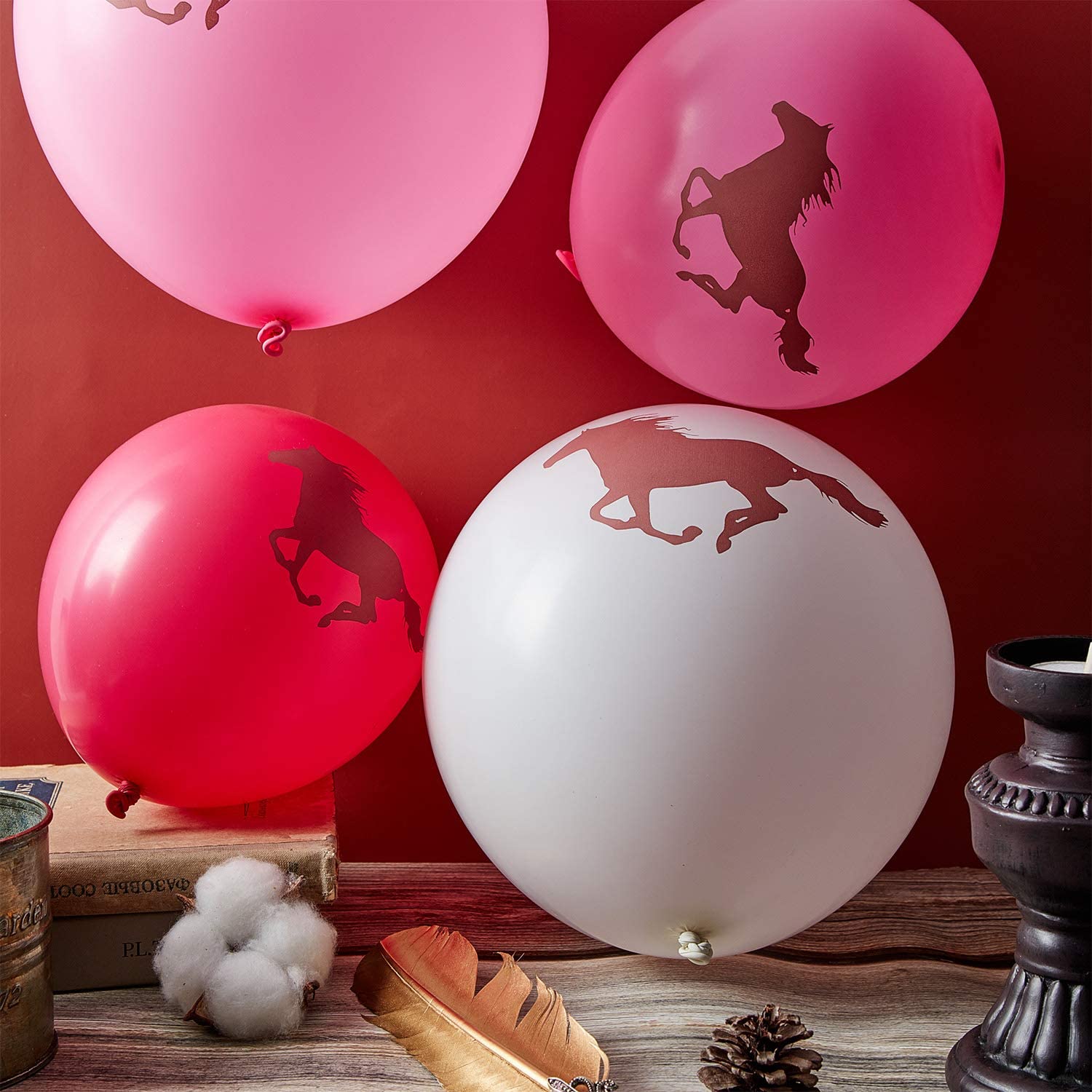 Gejoy 60 Pieces Horse Latex Balloons Cowgirl Balloons Horse Themed