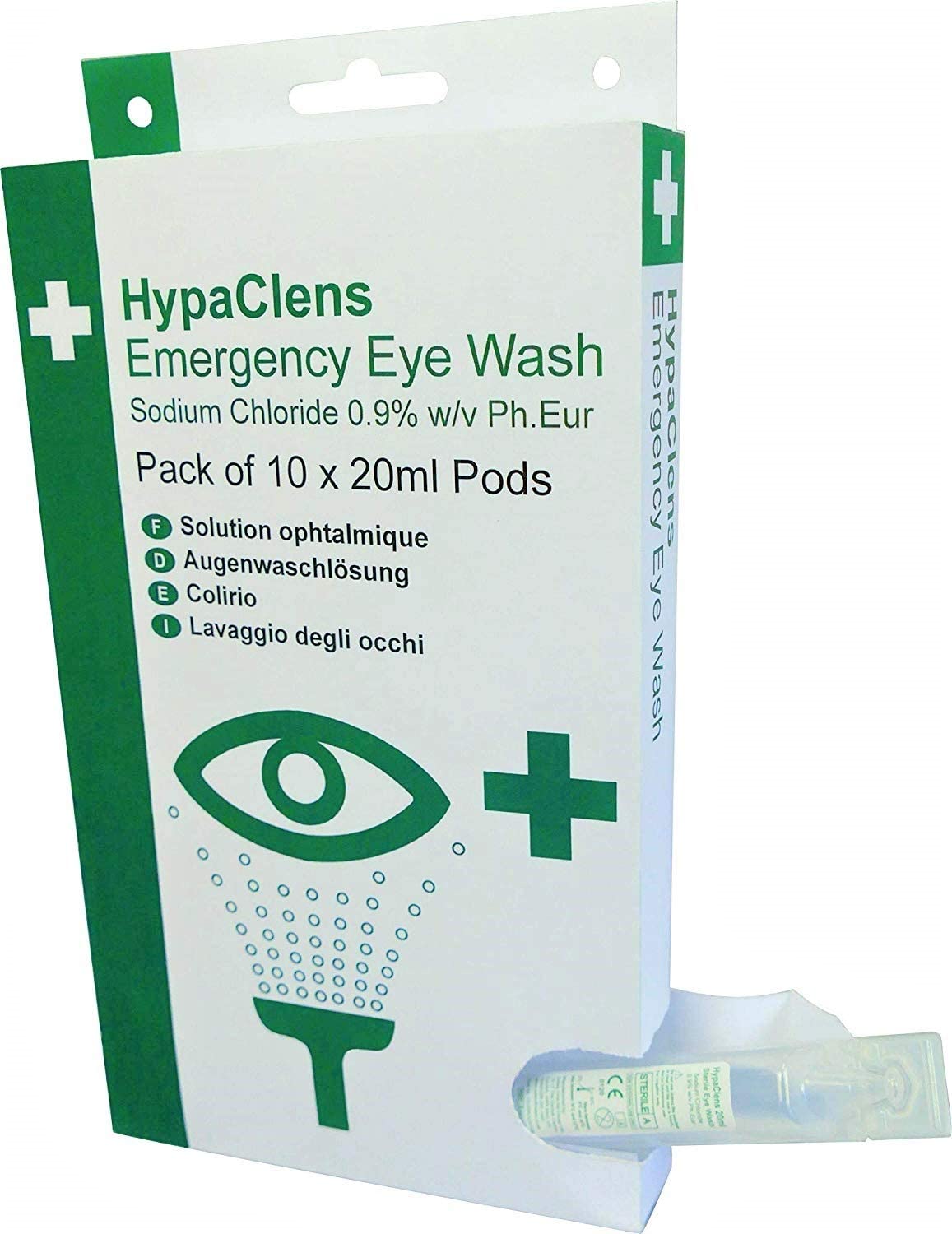 Safety First Aid Group Group HypaClens Emergency Sterile Eyewash Station (10 x 20 ml), Clear, 10 x 20ml