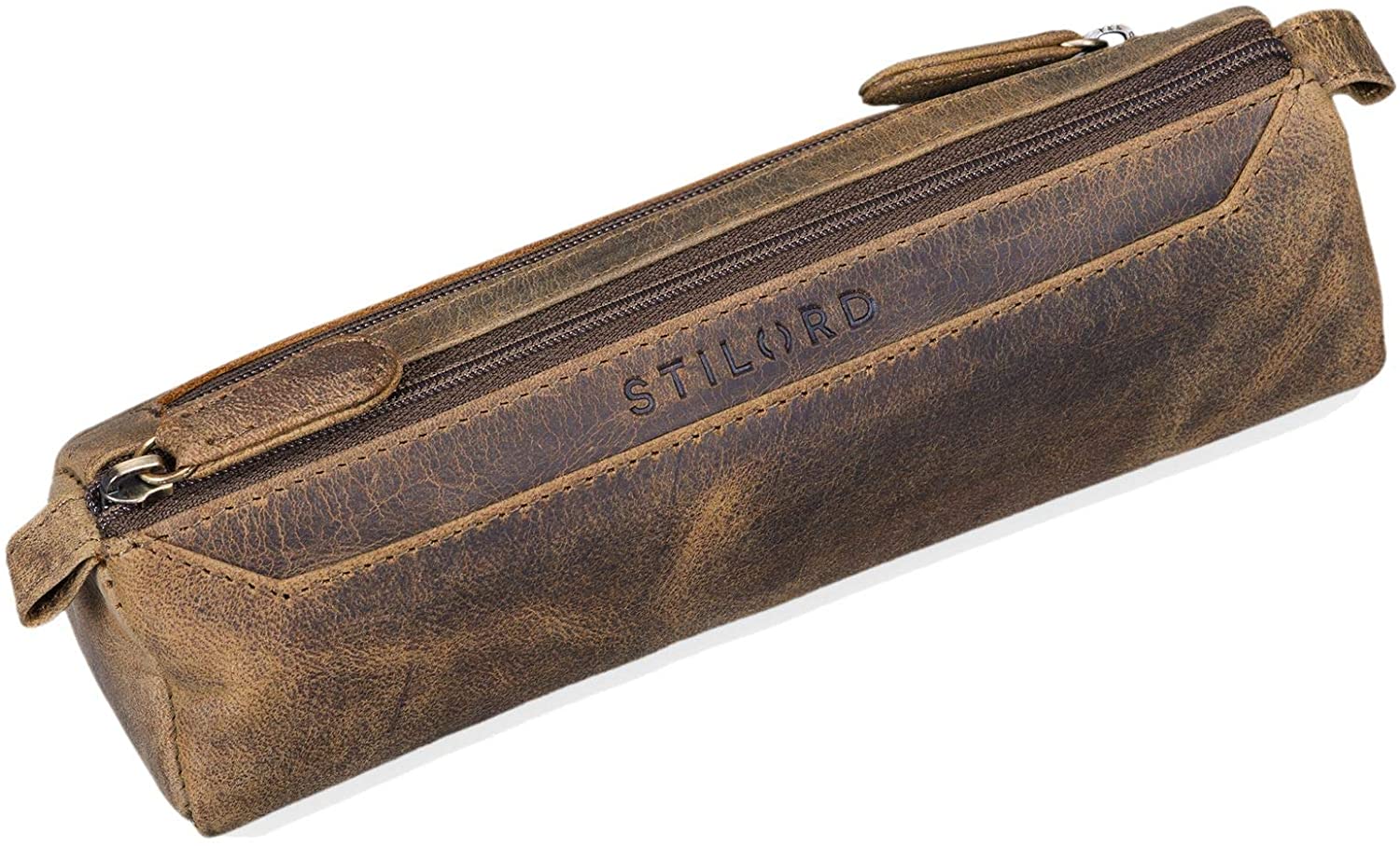 "Jim" Leather Pencil Case Vintage, Middle Brown
