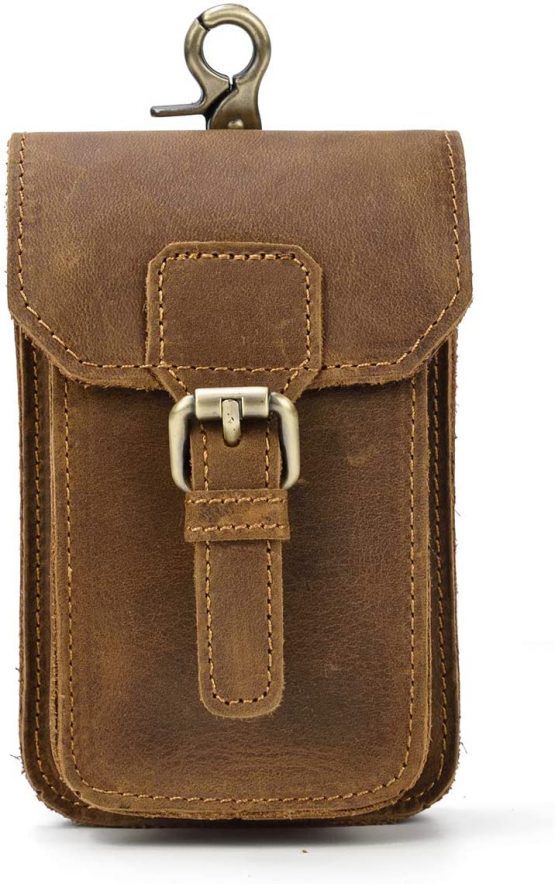 Luufan Men's Leather Fanny Waist Pack Belt Pouch Bum Bag (Brown 3)