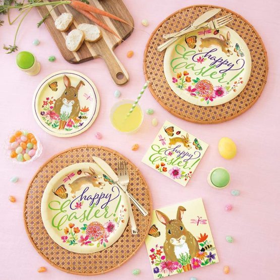 Unique Party 72634 - 18cm Floral Easter Bunny Paper Plates, Pack of 8 - Image 2