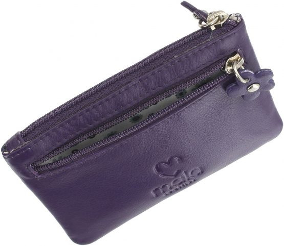 Mala Leather CARA Collection Coin Purse with Keyring 4108_73 Purple - Image 4