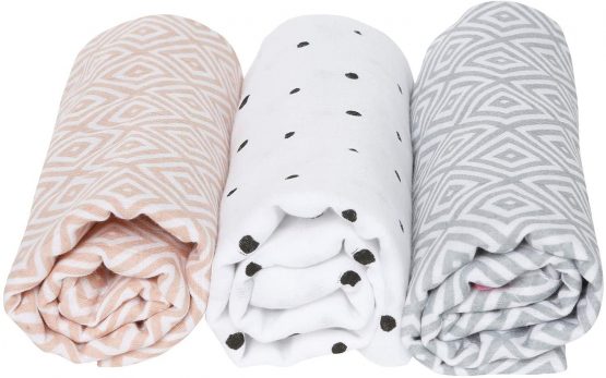 Motherhood Premium Burp Cloths, Cloth Nappies, Muslin Nappies, Set of 3, Oeko-Tex Standard 100, 100% Pure Natural Cotton, 70 x 80 cm, Squares Apricot