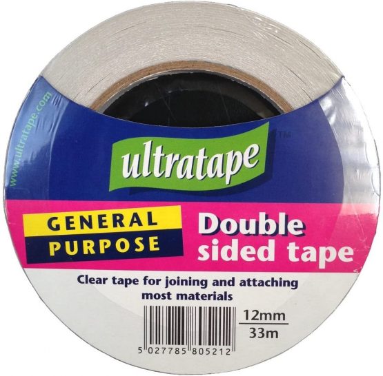 general purpose double sides/sided clear sticky tape 12mm x 33m for office/craft