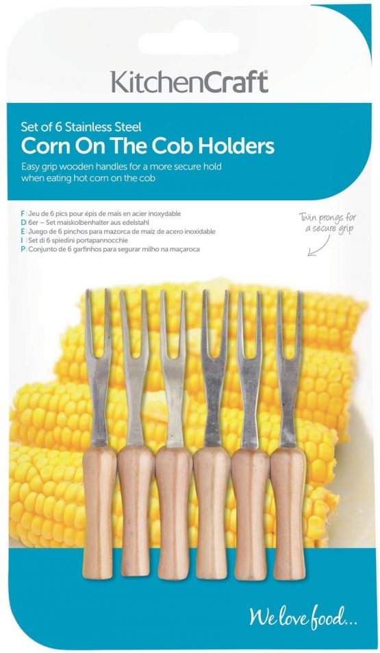 KitchenCraft KCCORNCOB Set of 6 Corn on the Cob Skewers with Wooden Handles, Stainless Steel, 9.5 cm - Image 2