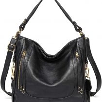 Hobo Bag for Women, Kasgo Fashion PU Leather Handbag Large Shoulder Bag Tote Bag for Ladies Work Daily Use with Detachable Shoulder Strap Black