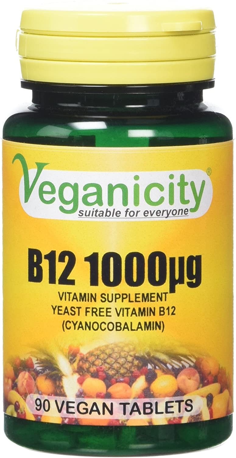 Veganicity B12 1000µg : High Strength Vitamin B12 Supplement : 90 Tablets, in a Planet-Friendly 99% Recycled Pot