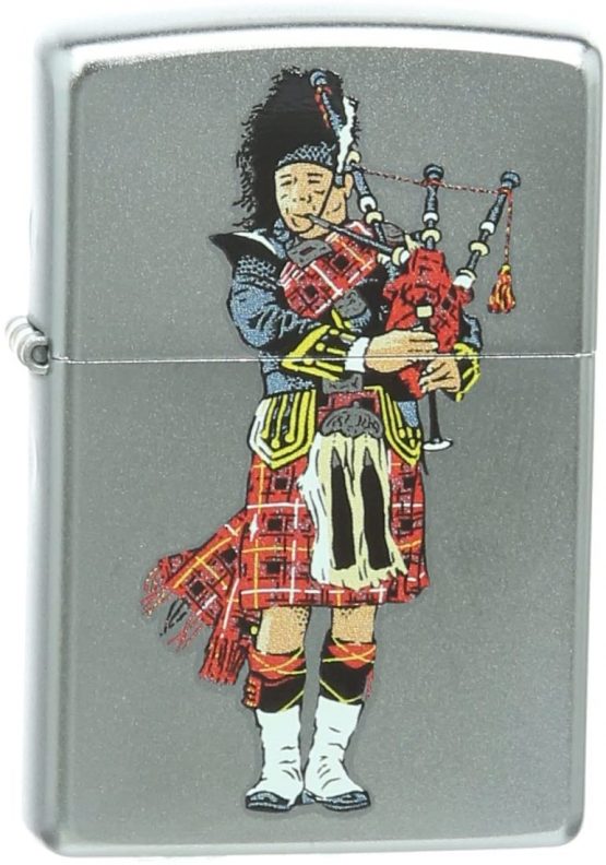 Zippo "Scottish Bagpiper" Windproof Lighter - Brushed Chrome