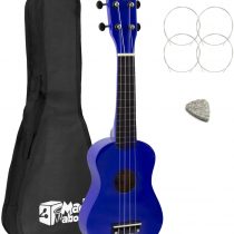 Left Handed Soprano Ukulele for Beginners in Blue with FREE Bag
