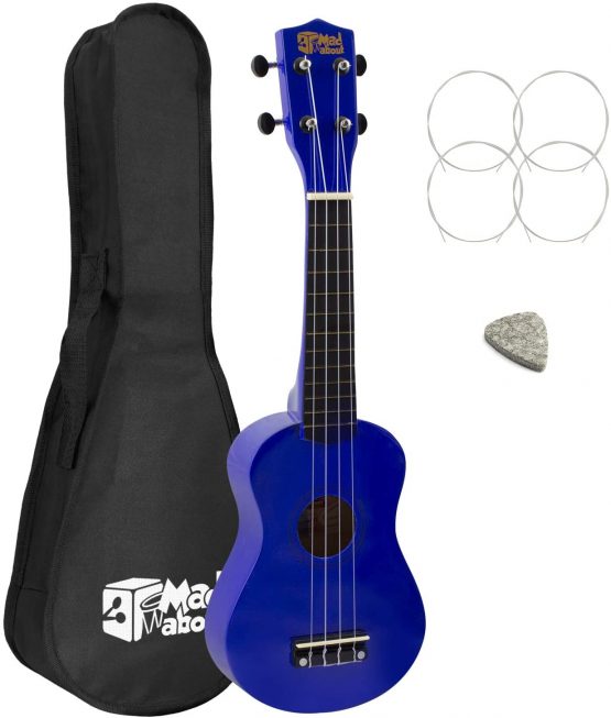 Left Handed Soprano Ukulele for Beginners in Blue with FREE Bag