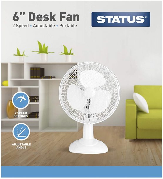 Status Portable 6-Inch Desk Fan, White - Image 2