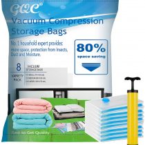 GQC Premium Vacuum Storage Bags. 80% More Storage!Vacuum bags clothes Hand-Pump for Travel! Double-Zip Seal and Triple Seal Turbo-Valve for Max Space Saving(2PCS100x70cm; 2PCS 80x60cm;4PCS70x50cm)