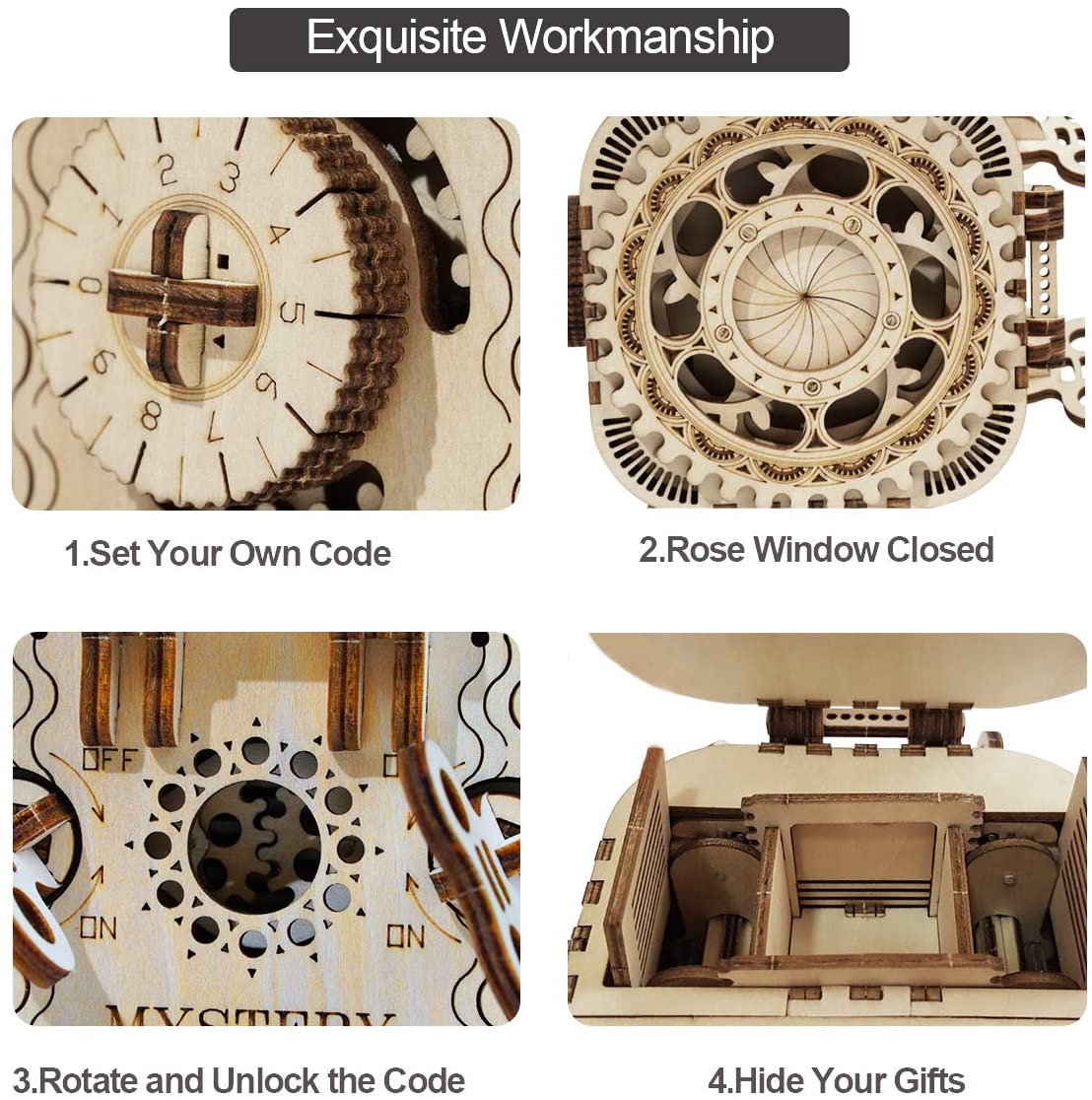 ROKR 3D Wooden Puzzle Treasure Box Model Kits For Adult Puzzle Box