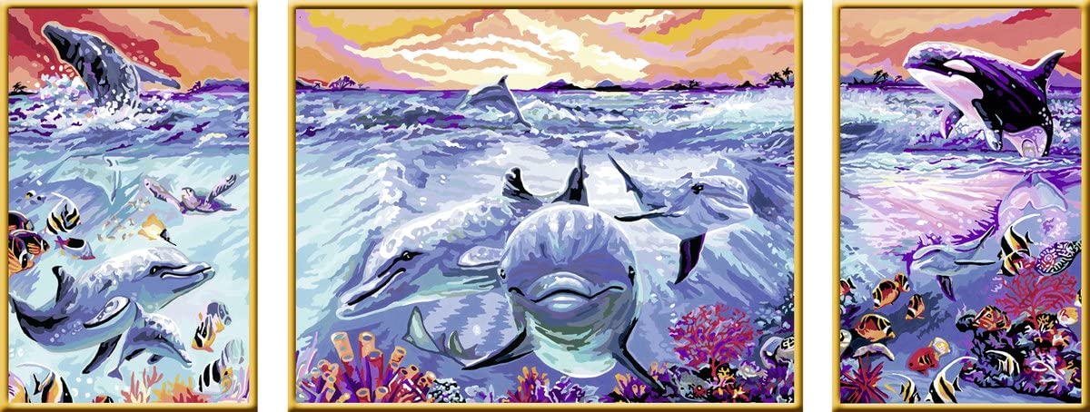 Ravensburger 28954 7 "Colorful Underwater World Paint by Numbers Kit, Yellow, Mittel - Image 3