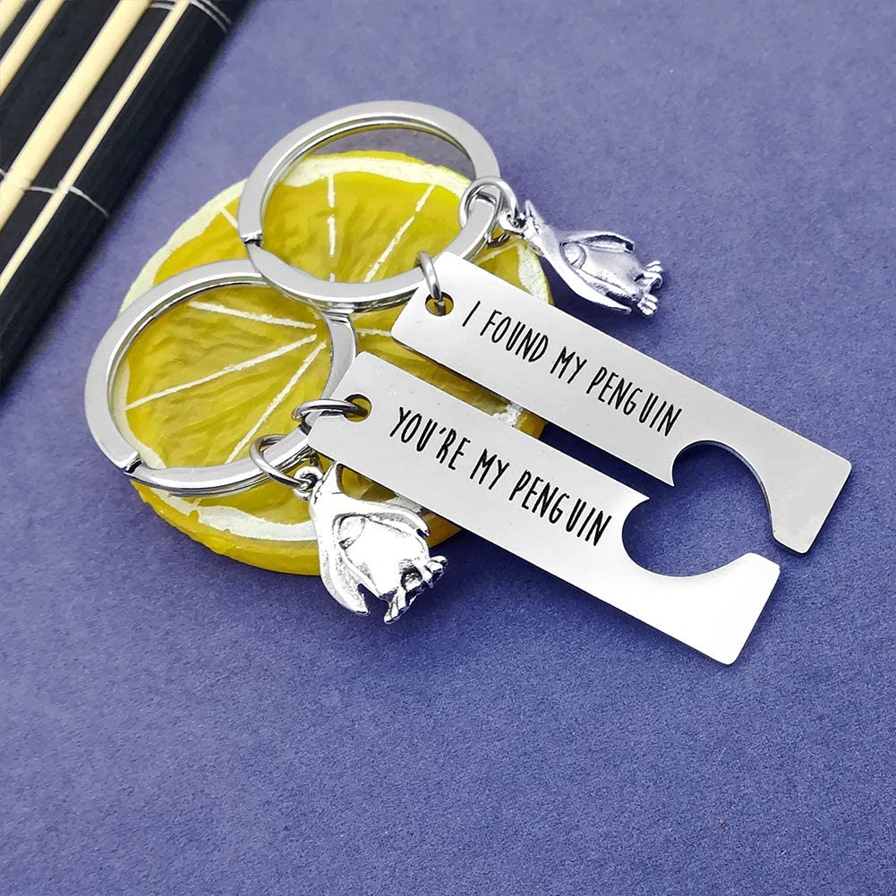 Penguin Lover Gifts Keychain Couple Keyring Set You're My Penguin I Found My Penguin Matching Couple Keychain Gifts for Girlfriend Boyfriend Personalized Couples Keyring Gift for Christmas Wedding - Image 4