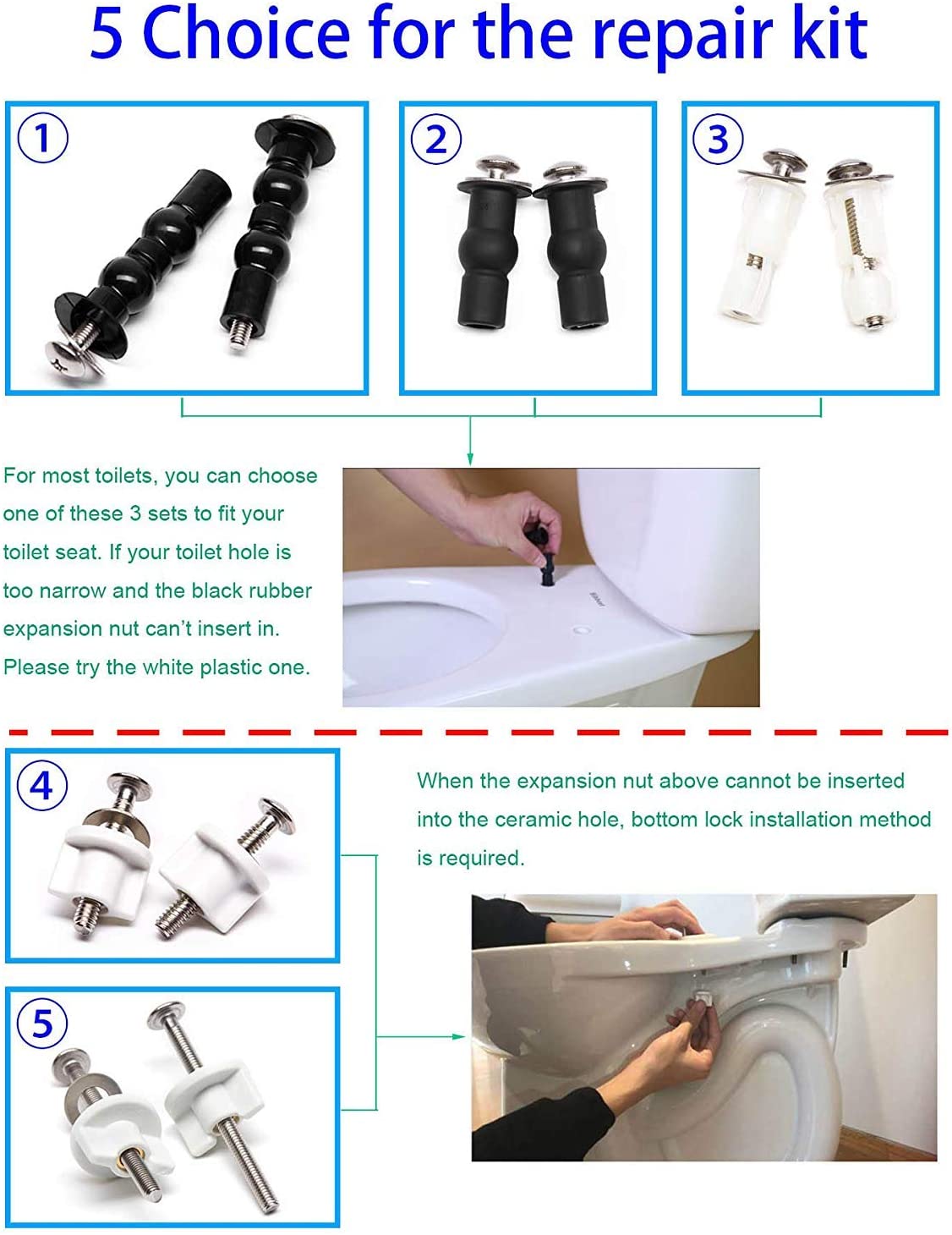 6 Pack Universal Toilet Seat Hinges Screw, Toilet Seat Hinges Blind