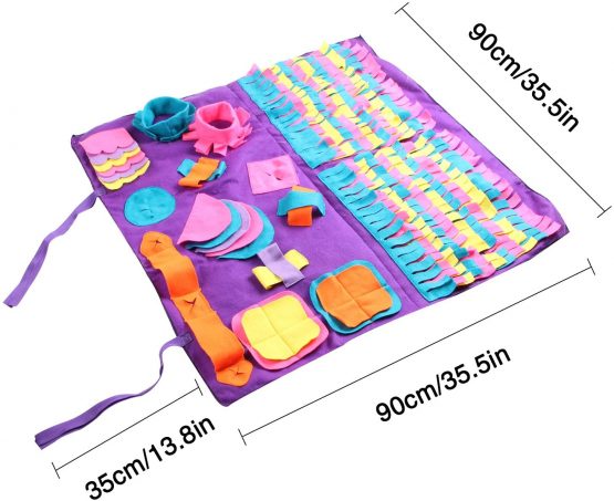 IFOYO Dog Feeding Mat, Dog Snuffle Mat Large Dog Training Pad Pet Nose Work Blanket Non Slip Pet Activity Mat for Foraging Skill, Stress Release, (XL, Approximate 35.4x35.4in / 90x90cm) - Image 2