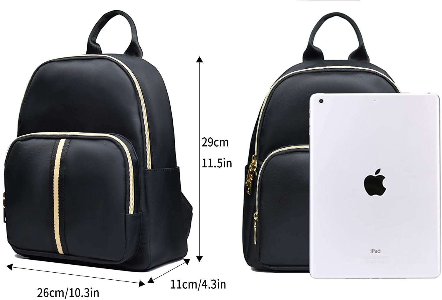 YANAIER Ladies Fashion Backpack Rucksack Water Repellent Nylon Shoulder Bag Anti-theft Travel Bag Daypack for Women Girls Black - Image 2