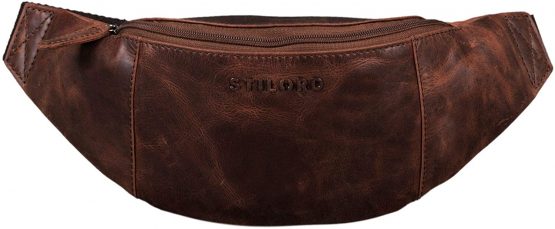 STILORD 'Shawn' Large Bum Bag Leather Pouch Bag Fanny Pack Vintage Belt Bag for Men and Women Festival Travel Genuine Leather, Colour:Zamora - Brown - Image 2
