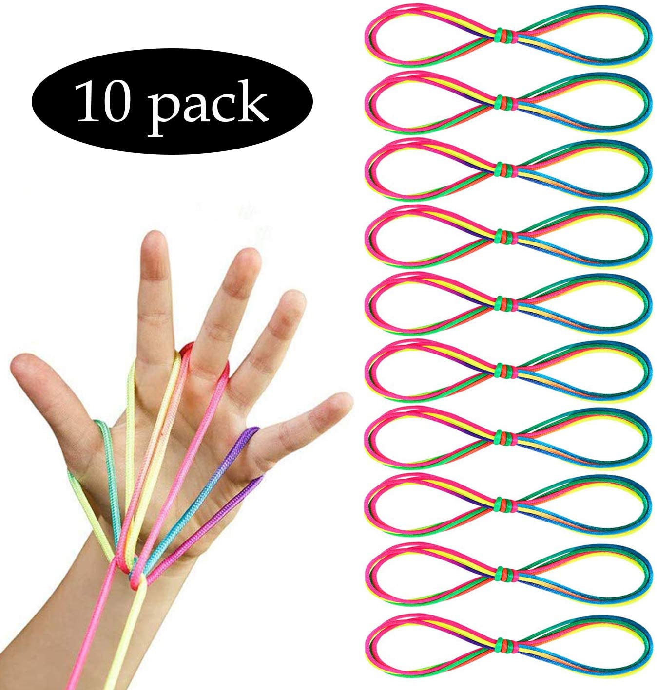 GeekerChip Rainbow Finger Rope Toy (10 Pcs), String Finger Game ...