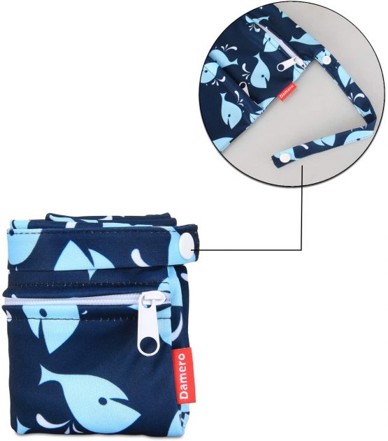 Damero 3 pcs Baby Wet Dry Cloth Diaper Bag, Reusable Wet Dry Nappy Bag, Travel Diaper Organiser Bag for Baby's Nappies, Dirty Clothes and More (Whale) - Image 3