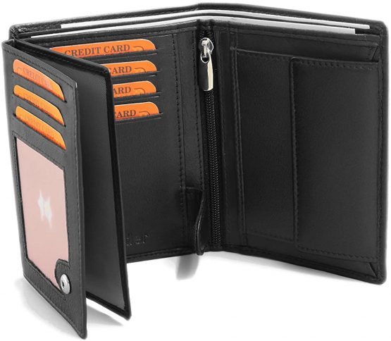 Black Leather Wallet Made from Real Leather RFID Blocking