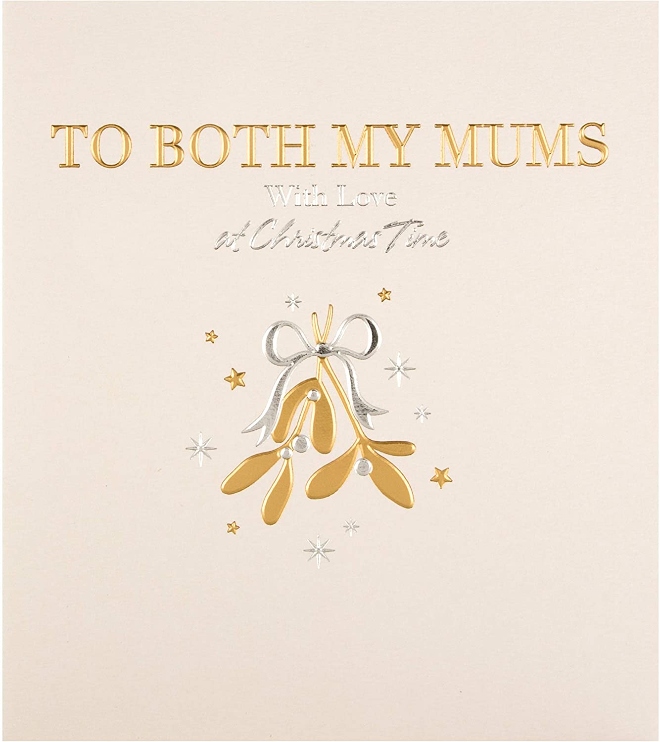 Christmas Card for 'Both My Mums' from The Hallmark Studio - Simple Gold Foiled Design, 18cm x 16cm