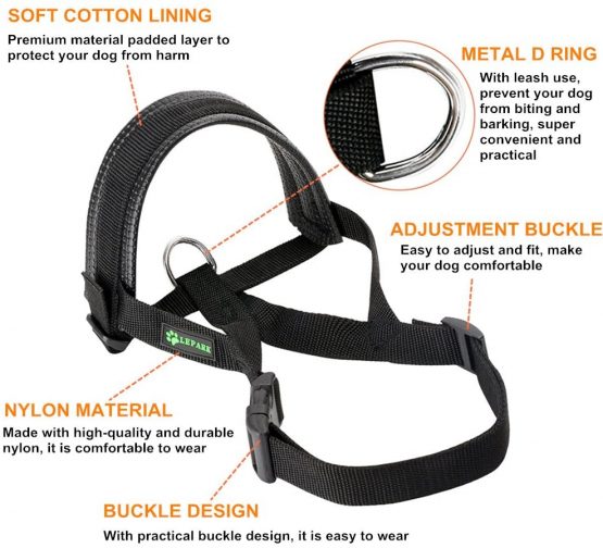 ILEPARK Nylon Soft Dog Muzzle for Dogs Prevent Anti Biting, Barking and Chewing, Adjustable Loop (M, Black) - Image 4