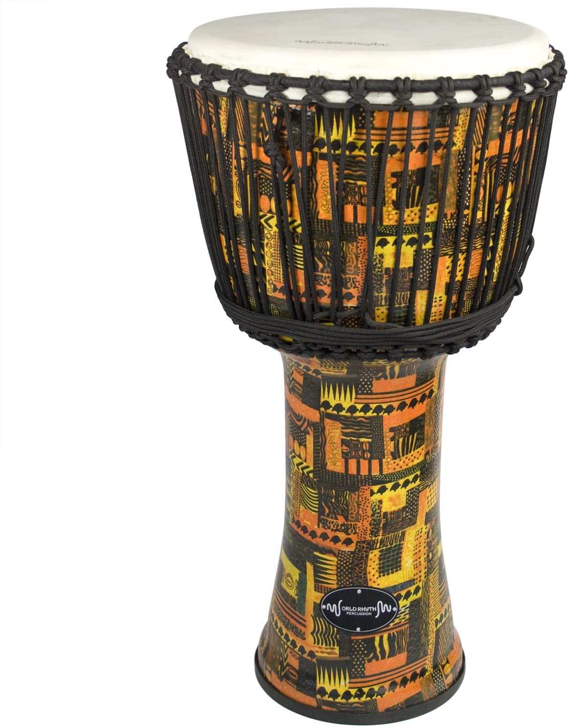 World Rhythm 11 Inch Rope Tuned Djembe Drum - Orange African Synthetic Hand Drum