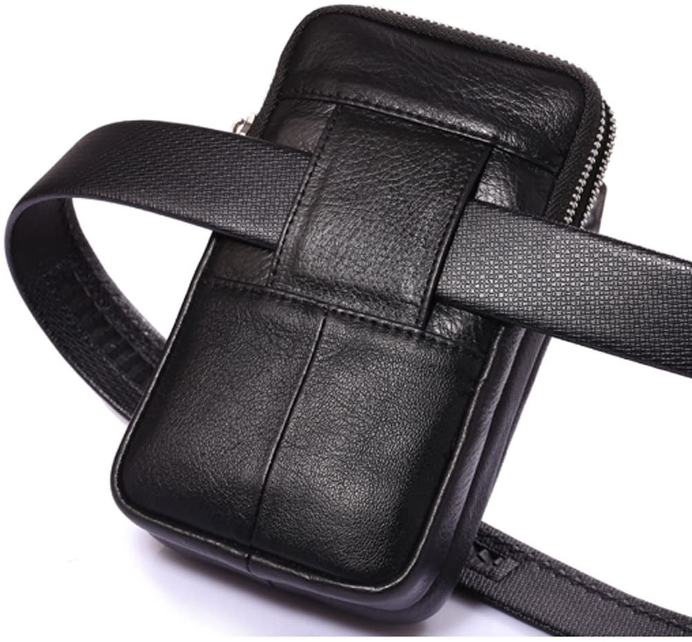Xieben Vertical Leather Waist Pack Belt Holster for Men Women Clip Holder Outdoor Travel Camping Cover Pouch Purse Fanny Bag Cell Phone Case Phone Black - Image 3