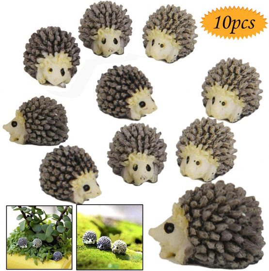 bluesees Miniature Hedgehog, 10pcs Miniature Landscape Garden Decor Hedgehog Ornaments ,Household Fashion Furniture And Decor Miniature Ornament Hedgehog Mushroom Set Decor Fairy Garden