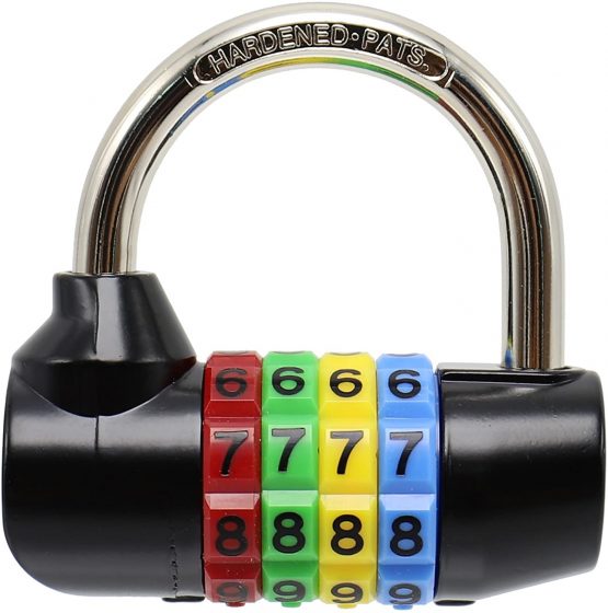 Bosvision 4-digit Combination Padlock (64mm width) with 7.8mm shackle and colourful dials