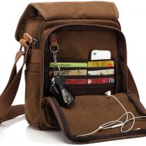 CHEREEKI Canvas Bag, Shoulder Bag Messenger Bag with Multiple Pockets (Hold 10 inch Tablet, iPad, Kindle)