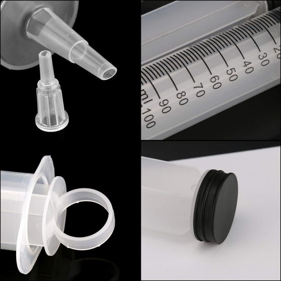 LUTER 4 Packs 100ml Syringes, Plastic Syringe Sterile with No Needle for Scientific Labs Experiment, Dispensing, Measuring, Watering - Image 3