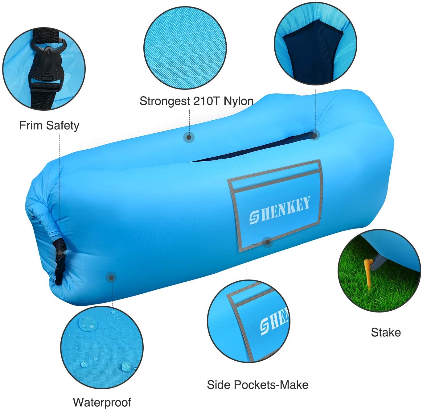 SHENKEY Inflatable Lounger, 2020 Upgrade Waterproof Anti-Air Leaking Air Sofa with Portable Package - Image 4