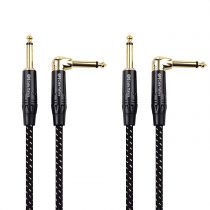 Cable Matters 2 Pack 6.35mm TS Straight to Right Angle Guitar Cable, 6.35mm Instrument Cable - 3m