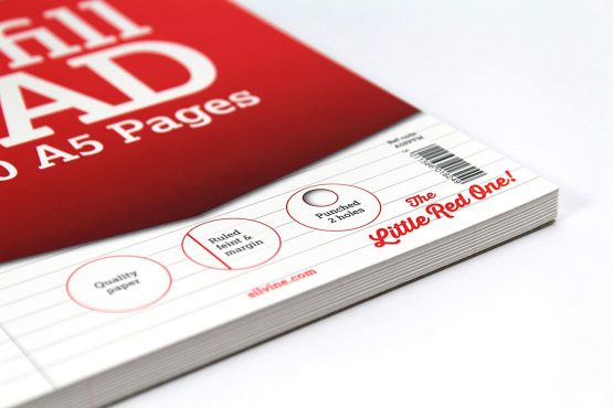 Silvine 160 Page A5 Refill Pad, Head Bound and Punched 2 Holes. Ruled 8mm Feint with Margin. Ref A5RPFM - Image 3