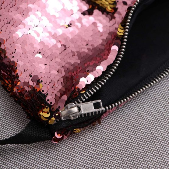 NUOLUX Double Color Sequins Waist Bag Casual Outdoor Sports Bag (Gold + Pink) - Image 4