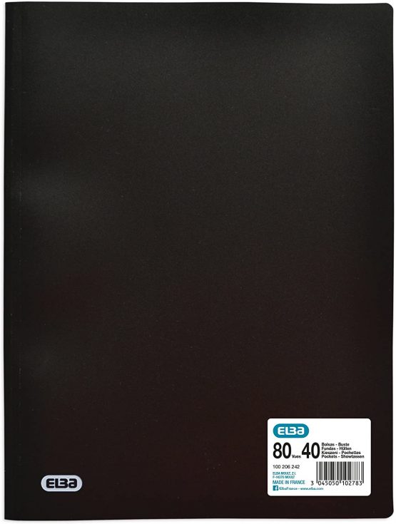 Elba 100206242 A4 Polypropylene Pocket Folder - Black (Pack of 40)