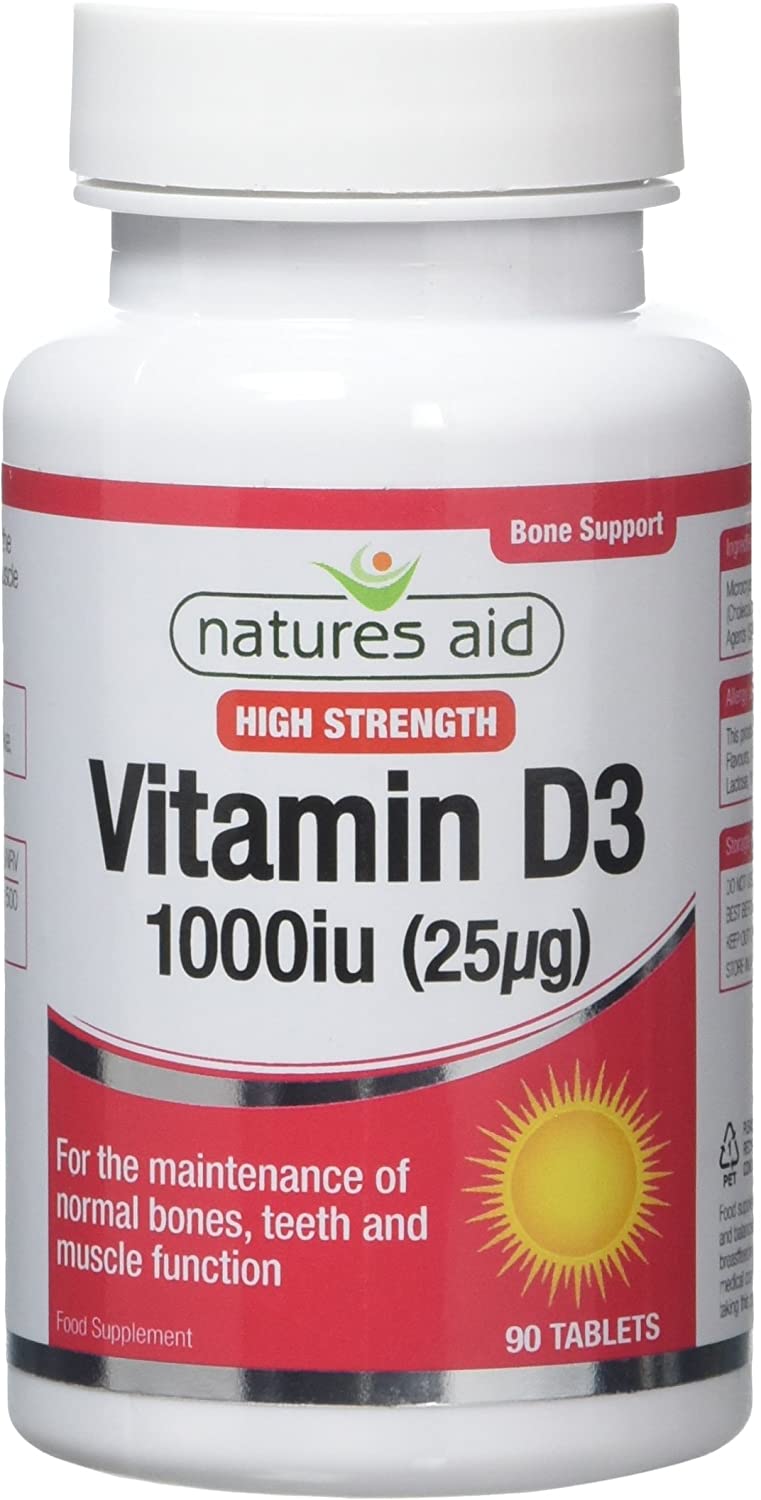 Natures Aid Vitamin D3 1000iu, High Strength 25ug Supplement Support for Bone Teeth, Muscle & Healthy Immune System, Vegan