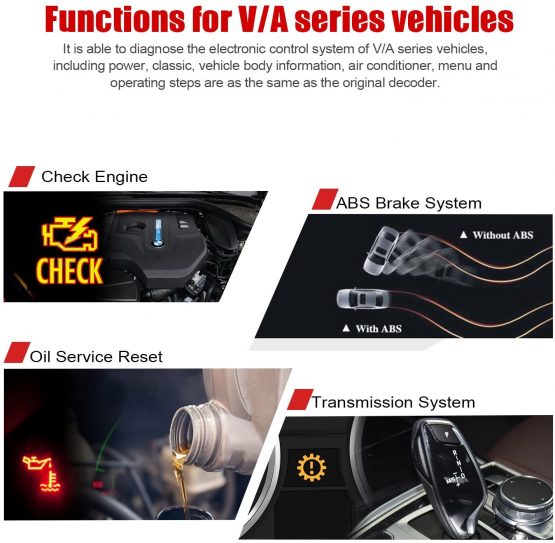 ANCEL VD500 OBD II Diagnostic Scanner for Volkswagen VW Audi Skoda Seat Diagnosis Check Engine Light EPB ABS SRS Code Reader Oil Throttle Position Adaption Brake Pad Reset Tool - Image 2