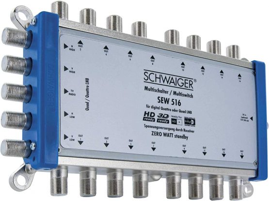 Schwaiger SEW516 531 Multiswitch (up to 16 users, no mains connection needed; suitable for DVB-T2) silver