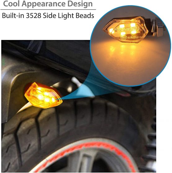 Justech 4PCs Micro LED Turn Signal Lights Motorbike Indicator Universal Waterproof 3528 Lamp Beads Indicator Compatible wtih Motorcycle Motorbike Harley Kawasaki Yamaha Off Road - Image 3