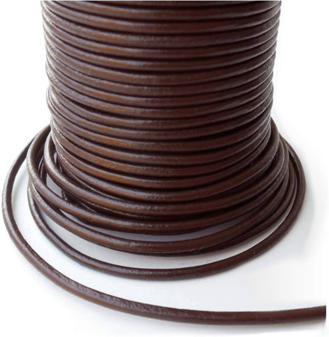 Auroris - 25 m roll of leather cord round - diameter 2 mm - brown