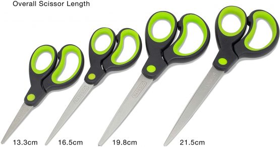 Rapesco 1576 Soft Grip Handle Scissors - Set of 4 (Black/Green) - Image 2
